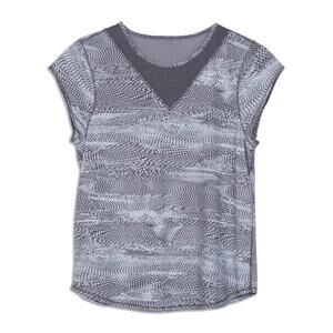 Lululemon Women's for the Run‎ Short Sleeve Swerve Vapor Metal Shirt Top Gray